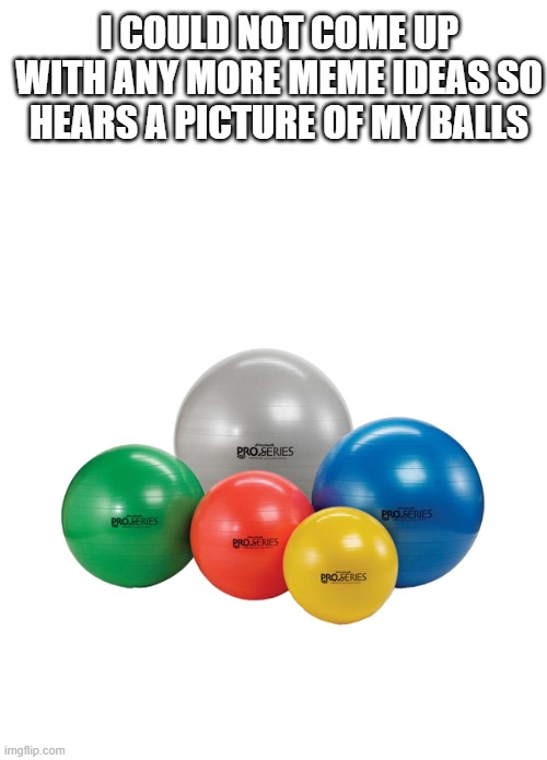 I COULD NOT COME UP WITH ANY MORE MEME IDEAS SO HEARS A PICTURE OF MY BALLS | image tagged in blank white template | made w/ Imgflip meme maker