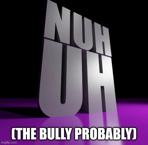 nuh uh 3d | (THE BULLY PROBABLY) | image tagged in nuh uh 3d | made w/ Imgflip meme maker