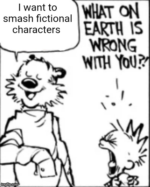 What on earth is wrong with you | I want to smash fictional characters | image tagged in what on earth is wrong with you | made w/ Imgflip meme maker
