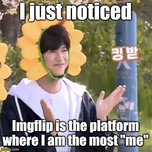 Like who I really am, I swear freely here | I just noticed; Imgflip is the platform where I am the most "me" | made w/ Imgflip meme maker