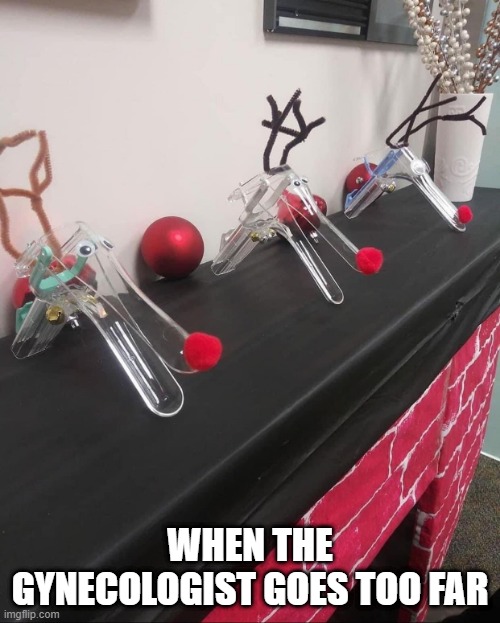 Get That Red Nose in There | WHEN THE GYNECOLOGIST GOES TOO FAR | image tagged in sex jokes | made w/ Imgflip meme maker