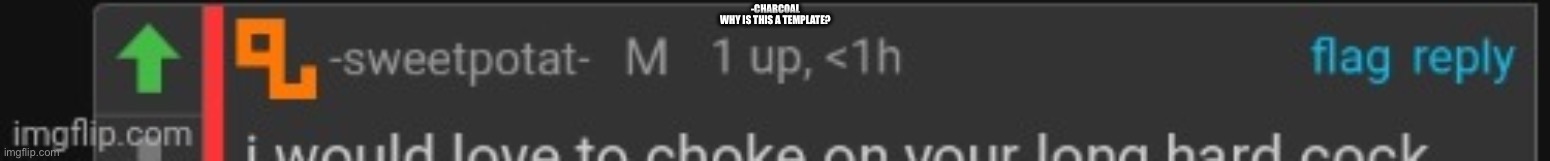 -sweetpotat- in 4k | -CHARCOAL; WHY IS THIS A TEMPLATE? | image tagged in -sweetpotat- in 4k | made w/ Imgflip meme maker