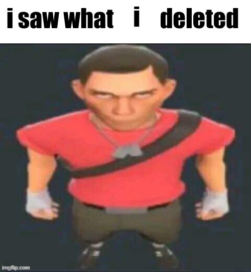 i saw what you deleted scout | i | image tagged in i saw what you deleted scout | made w/ Imgflip meme maker