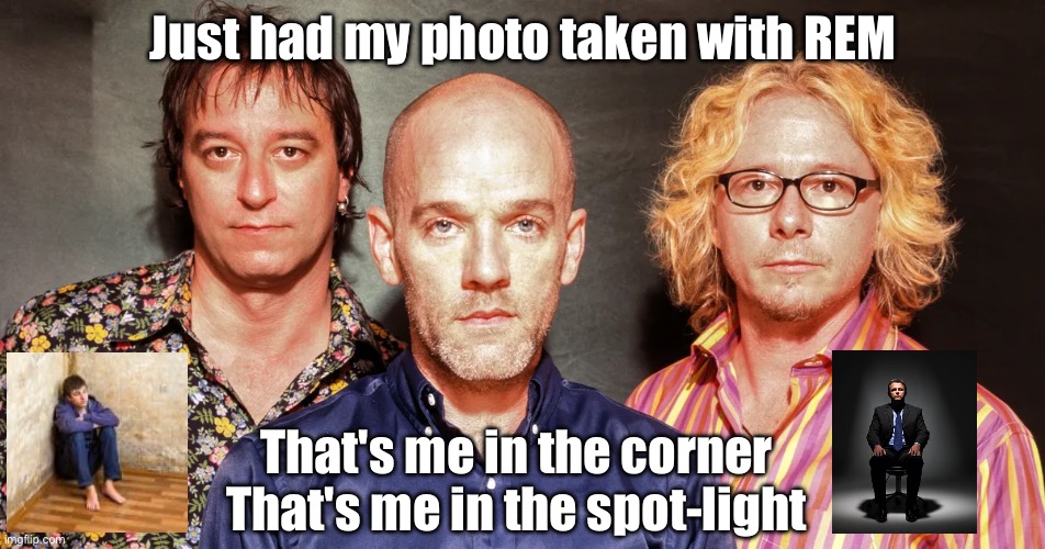 Photo | Just had my photo taken with REM; That's me in the corner
That's me in the spot-light | image tagged in photo,bad photoshop,star wars eu character spotlight,rem | made w/ Imgflip meme maker