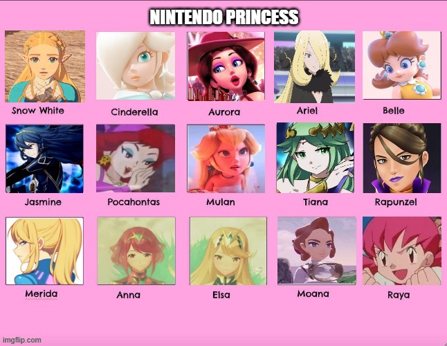 nintendo princess cast | NINTENDO PRINCESS | image tagged in nintendo princess cast,nintendo,pokemon,mario,video games,gamera | made w/ Imgflip meme maker
