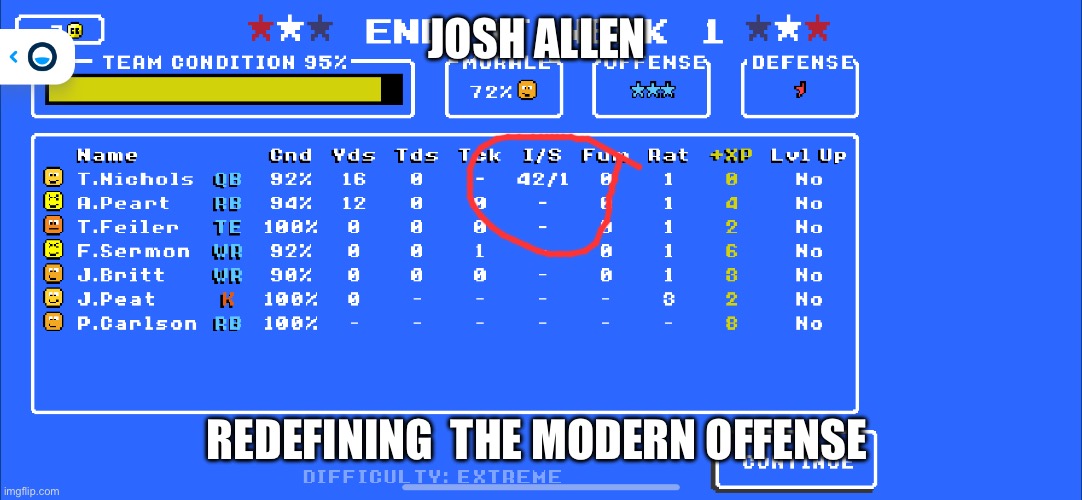 Josh allen nfl | JOSH ALLEN; REDEFINING  THE MODERN OFFENSE | image tagged in video games | made w/ Imgflip meme maker