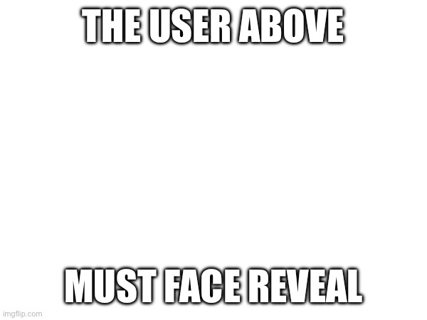 >:] | THE USER ABOVE; MUST FACE REVEAL | made w/ Imgflip meme maker