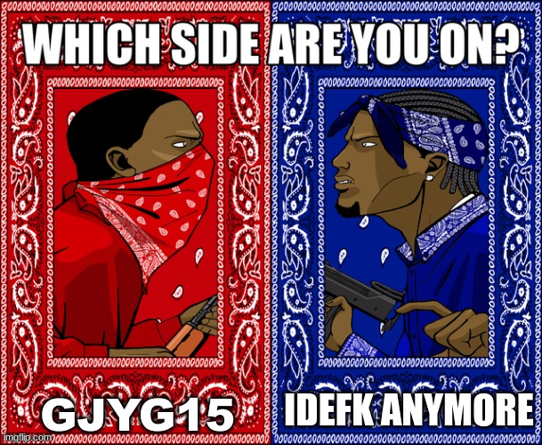 WHICH SIDE ARE YOU ON? | GJYG15; IDEFK ANYMORE | image tagged in which side are you on | made w/ Imgflip meme maker