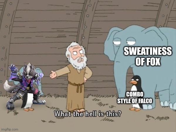 Finally got a right depiction for Wolf, I think | SWEATINESS OF FOX; COMBO STYLE OF FALCO | image tagged in what the hell is this,super smash bros,memes,wolf | made w/ Imgflip meme maker