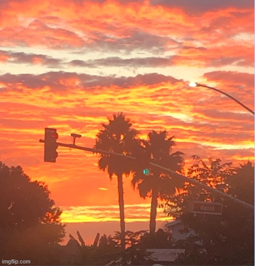 california sunset hehe | image tagged in beautiful sunset,barney will eat all of your delectable biscuits,oh wow are you actually reading these tags | made w/ Imgflip meme maker