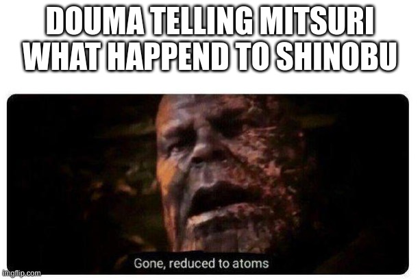 well rip (rest in piss) shinobu | DOUMA TELLING MITSURI WHAT HAPPEND TO SHINOBU | image tagged in gone reduced to atoms | made w/ Imgflip meme maker