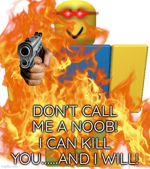 I WILL KILL YOU!!!!!! | DON’T CALL ME A NOOB! I CAN KILL YOU……AND I WILL! | image tagged in serial killer,roblox noob | made w/ Imgflip meme maker