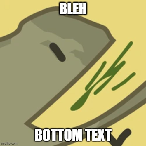 bleh | BLEH; BOTTOM TEXT | image tagged in bfdi,memes | made w/ Imgflip meme maker