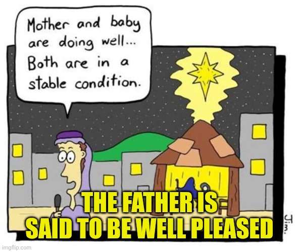 Birth announcement | THE FATHER IS SAID TO BE WELL PLEASED | image tagged in birth announcement | made w/ Imgflip meme maker