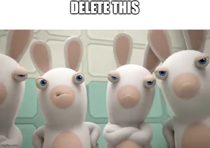 I want delete the fetishes | DELETE THIS | image tagged in beserk rabbids,begforforgiveness | made w/ Imgflip meme maker