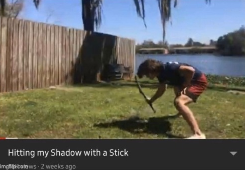 High Quality Hitting my shadow with a stick Blank Meme Template