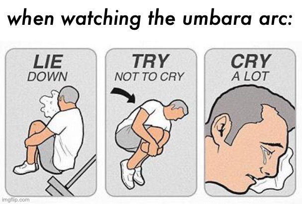 cry a lot | when watching the umbara arc: | image tagged in cry a lot | made w/ Imgflip meme maker