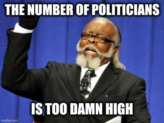 Too Damn High Meme | THE NUMBER OF POLITICIANS IS TOO DAMN HIGH | image tagged in memes,too damn high | made w/ Imgflip meme maker