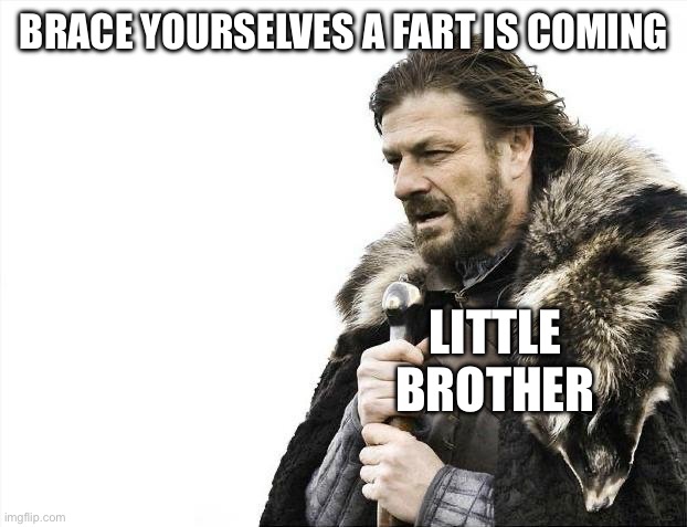 Brace Yourselves X is Coming | BRACE YOURSELVES A FART IS COMING; LITTLE BROTHER | image tagged in memes,brace yourselves x is coming | made w/ Imgflip meme maker