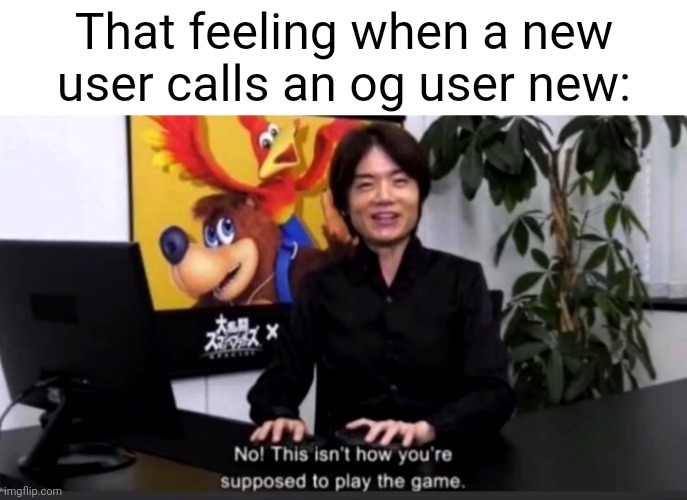 Oh wow, smh | That feeling when a new user calls an og user new: | image tagged in no this isn t how your supposed to play the game | made w/ Imgflip meme maker