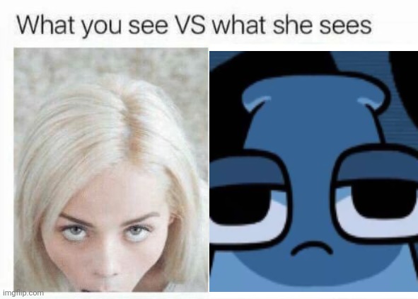 I's definitely getting the best head | image tagged in what you see vs what she sees | made w/ Imgflip meme maker