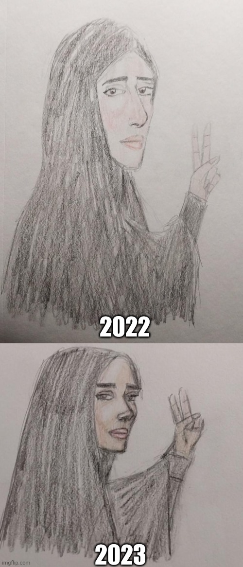 1 Year Art Transformation "Pray For Iran" | 2022; 2023 | image tagged in improvement,drawing,drawings,iran,girl,color | made w/ Imgflip meme maker