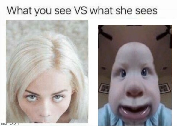 What you see vs what she sees | image tagged in what you see vs what she sees | made w/ Imgflip meme maker