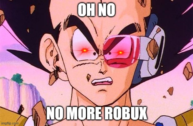 DBZ power level | OH NO; NO MORE ROBUX | image tagged in dbz power level | made w/ Imgflip meme maker