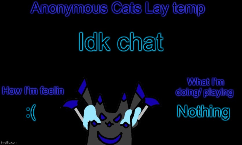 Anonymous cats temp template | Idk chat; Nothing; :( | image tagged in anonymous cats temp template | made w/ Imgflip meme maker