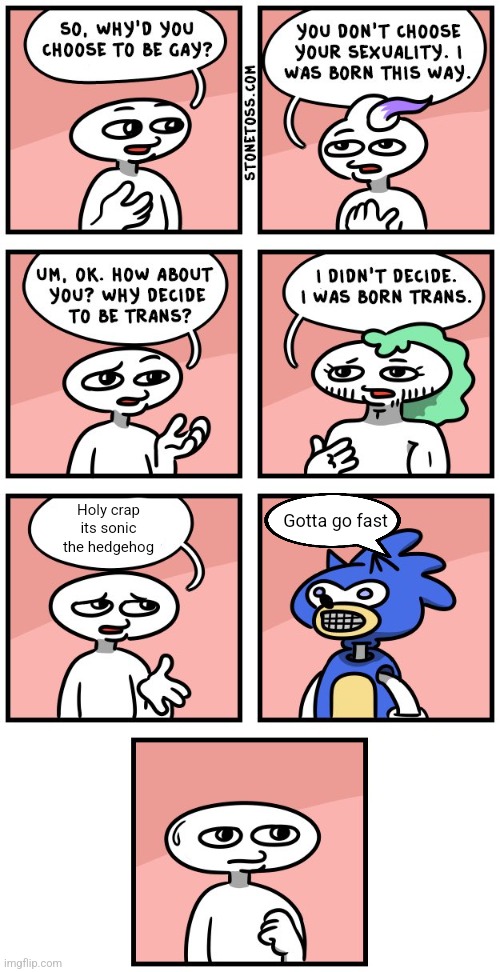 Gotta go fast; Holy crap its sonic the hedgehog | made w/ Imgflip meme maker