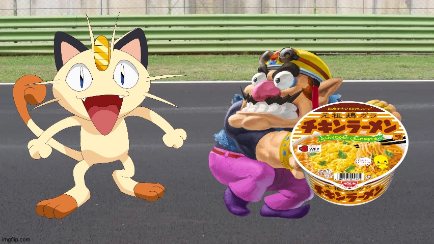 Wario dies by stealing meowth's ramen | image tagged in empty road side-view,pokemon,wario dies,crossover,wario | made w/ Imgflip meme maker