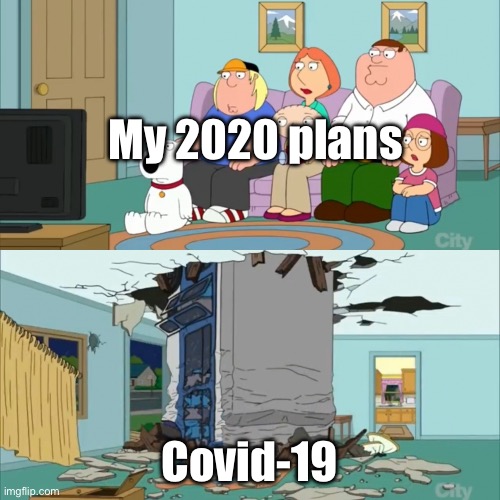 The Griffins get crushed by Bus | My 2020 plans; Covid-19 | image tagged in the griffins get crushed by bus | made w/ Imgflip meme maker