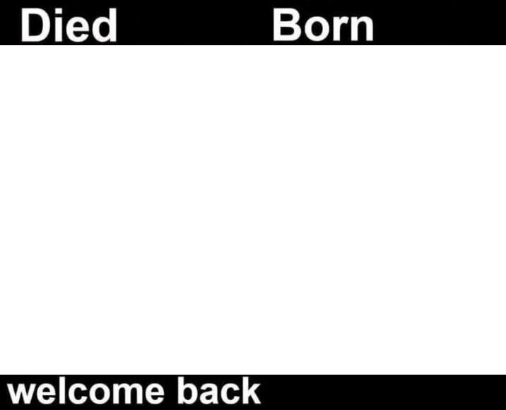 High Quality Born Died Welcome Back Blank Meme Template