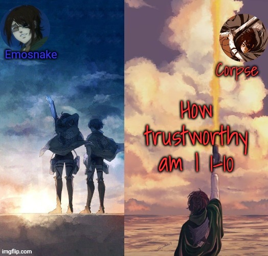 Shared Hange template | How trustworthy am I 1-10 | image tagged in shared hange template | made w/ Imgflip meme maker