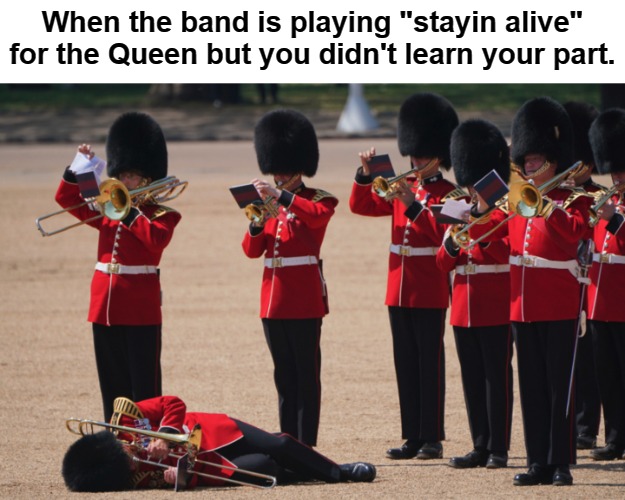 someone dropped a Q-tip | When the band is playing "stayin alive" for the Queen but you didn't learn your part. | image tagged in qtip | made w/ Imgflip meme maker