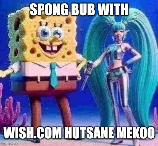 SPONG BUB WITH; WISH.COM HUTSANE MEKOO | made w/ Imgflip meme maker