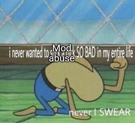 Never have I wanted | Mod abuse | image tagged in never have i wanted | made w/ Imgflip meme maker