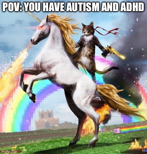 Autism and ADHD makes life… interesting… and fun! | POV: YOU HAVE AUTISM AND ADHD | image tagged in memes,welcome to the internets | made w/ Imgflip meme maker
