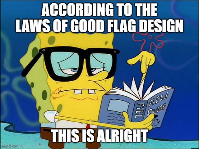 Spongebob nerd | ACCORDING TO THE LAWS OF GOOD FLAG DESIGN THIS IS ALRIGHT | image tagged in spongebob nerd | made w/ Imgflip meme maker