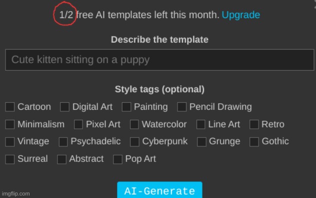 Thanks imgflip for giving us an extra ai template per month | made w/ Imgflip meme maker