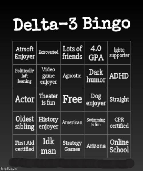 High Quality Delta-3's Bingo Blank Meme Template
