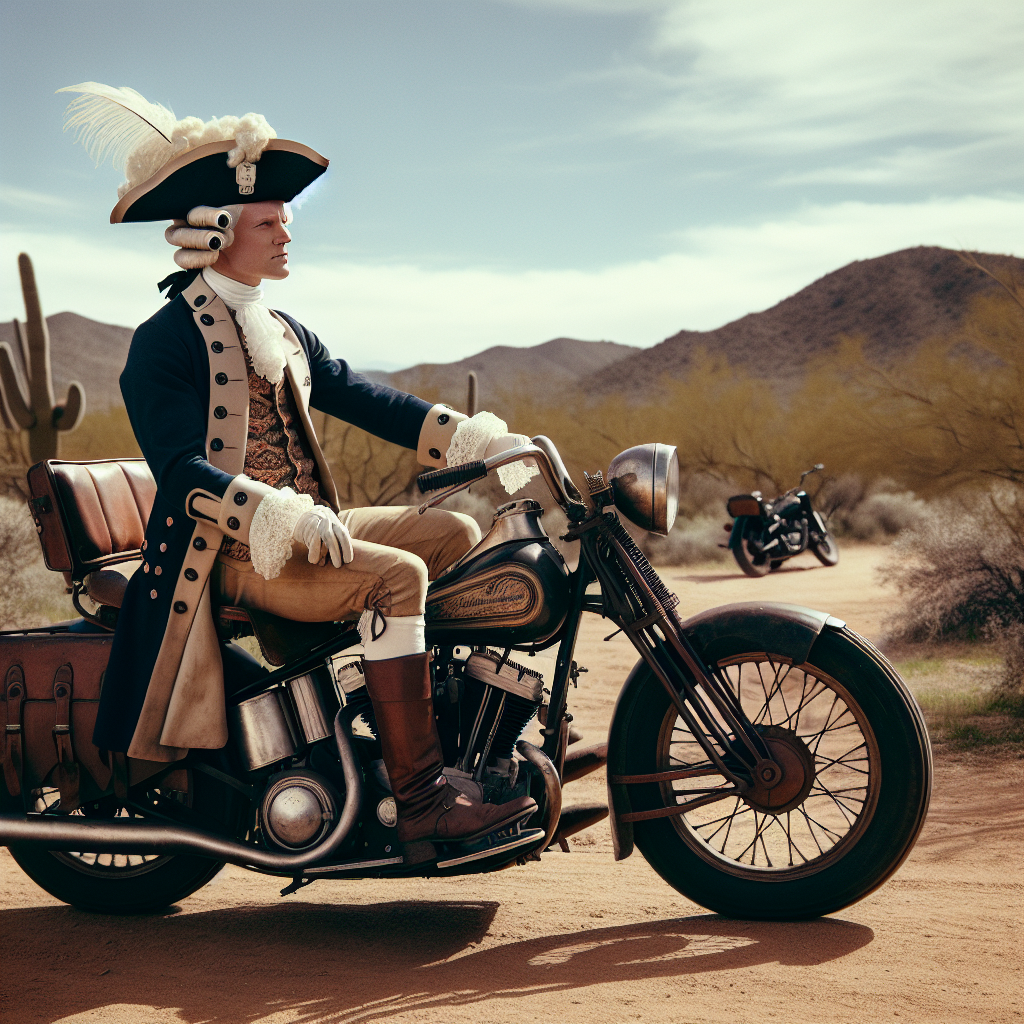 George Washington riding a Harley Davidson motorcycle Blank Meme Template