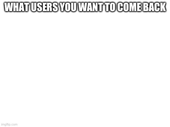 Blank White Template | WHAT USERS YOU WANT TO COME BACK | image tagged in blank white template | made w/ Imgflip meme maker