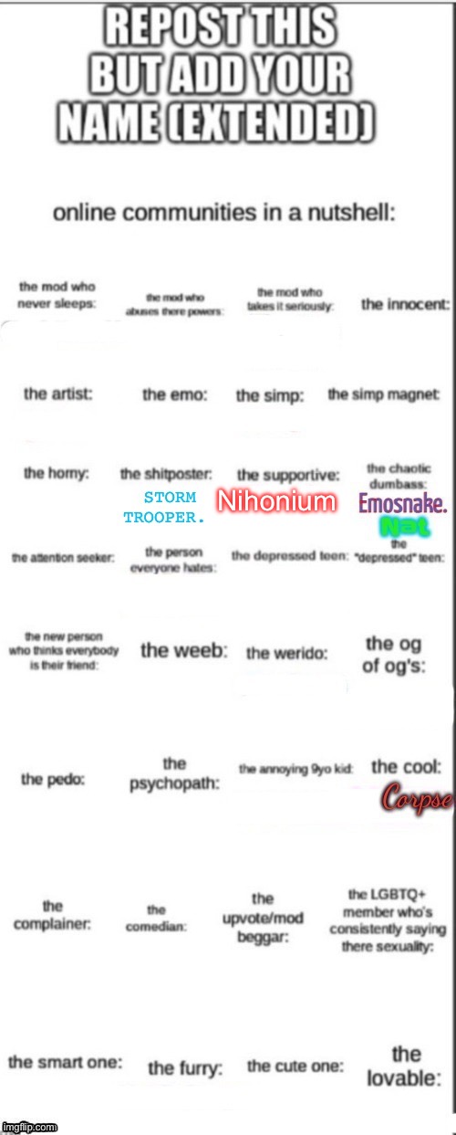 Also the emo | Nihonium | made w/ Imgflip meme maker