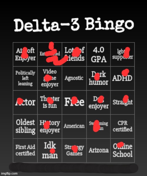Delta-3's Bingo | image tagged in delta-3's bingo | made w/ Imgflip meme maker
