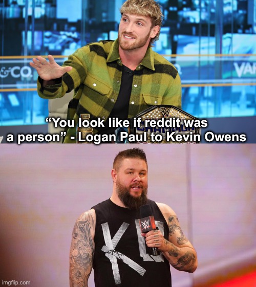 . | “You look like if reddit was a person” - Logan Paul to Kevin Owens | made w/ Imgflip meme maker