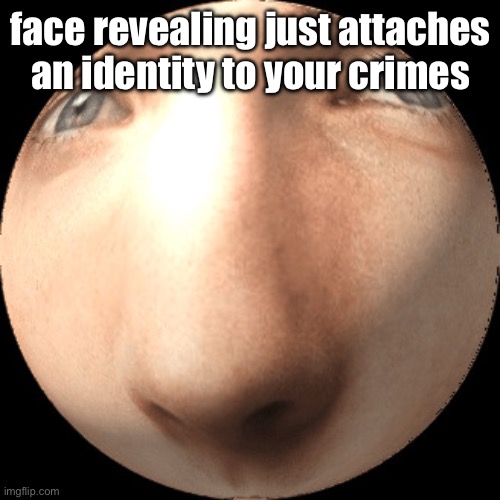logan ball | face revealing just attaches an identity to your crimes | image tagged in logan ball | made w/ Imgflip meme maker