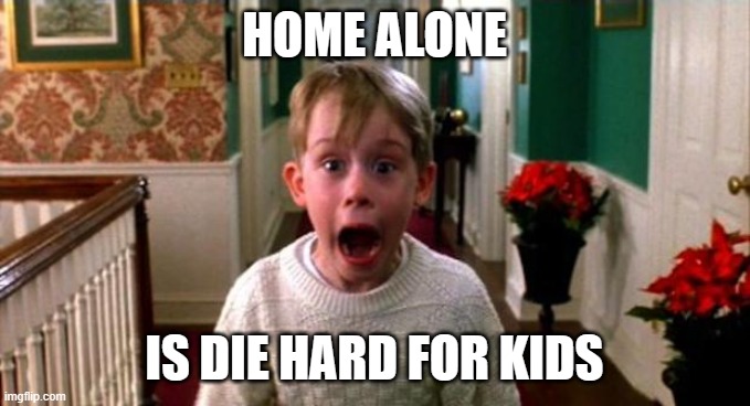 Kevin Home Alone | HOME ALONE; IS DIE HARD FOR KIDS | image tagged in kevin home alone | made w/ Imgflip meme maker