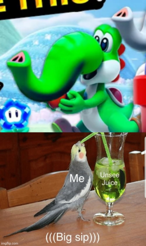 I might need an entire glass | image tagged in elephant yoshi,unsee juice,yoshi,nintendo,super mario bros | made w/ Imgflip meme maker
