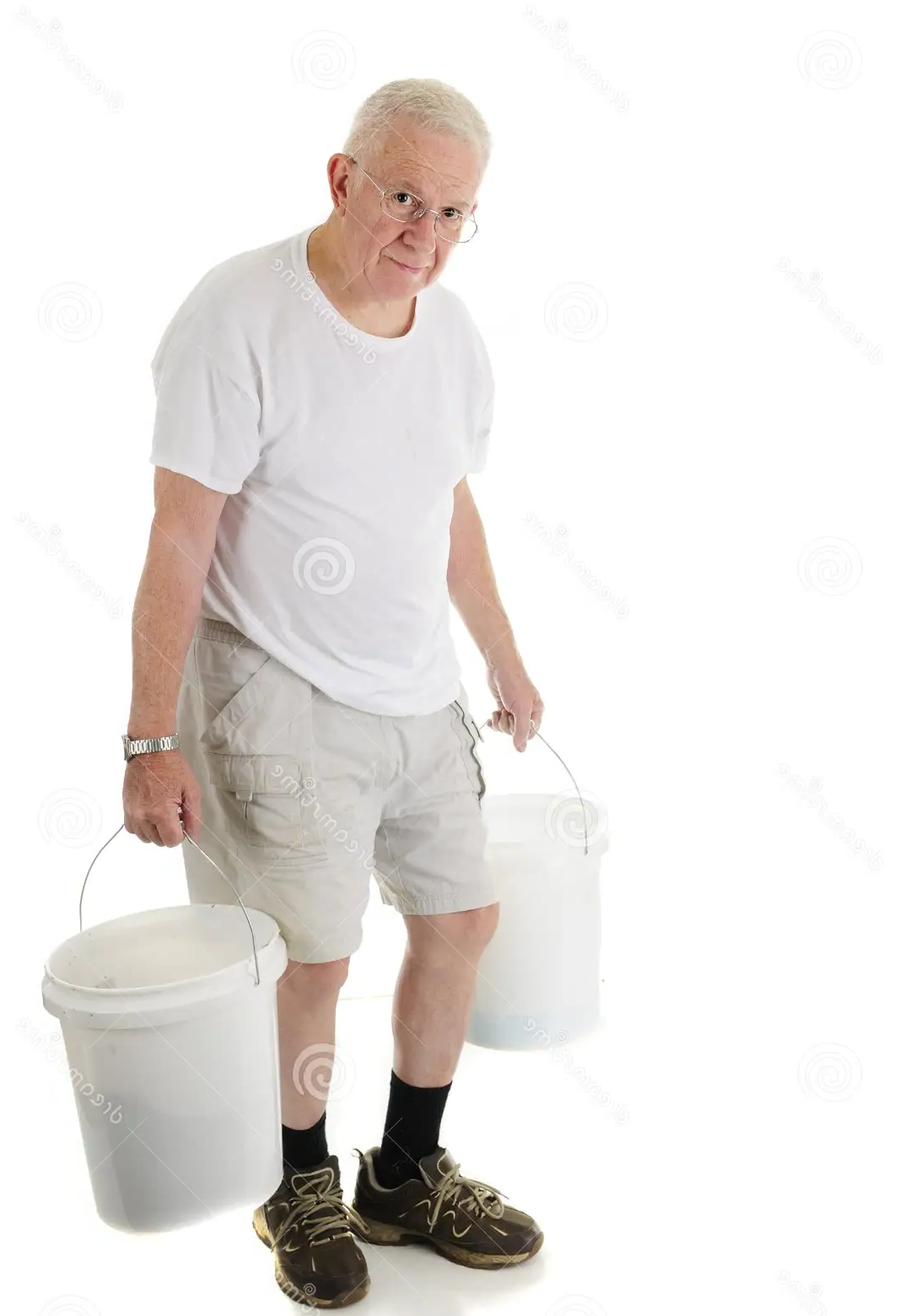 Old Man with Bucket Pail Blank Meme Template